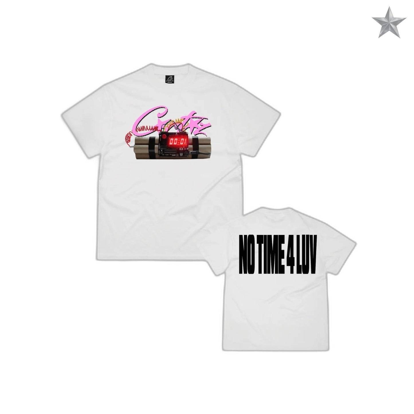 Corteiz No Time 4 Luv Tee - White and Pink