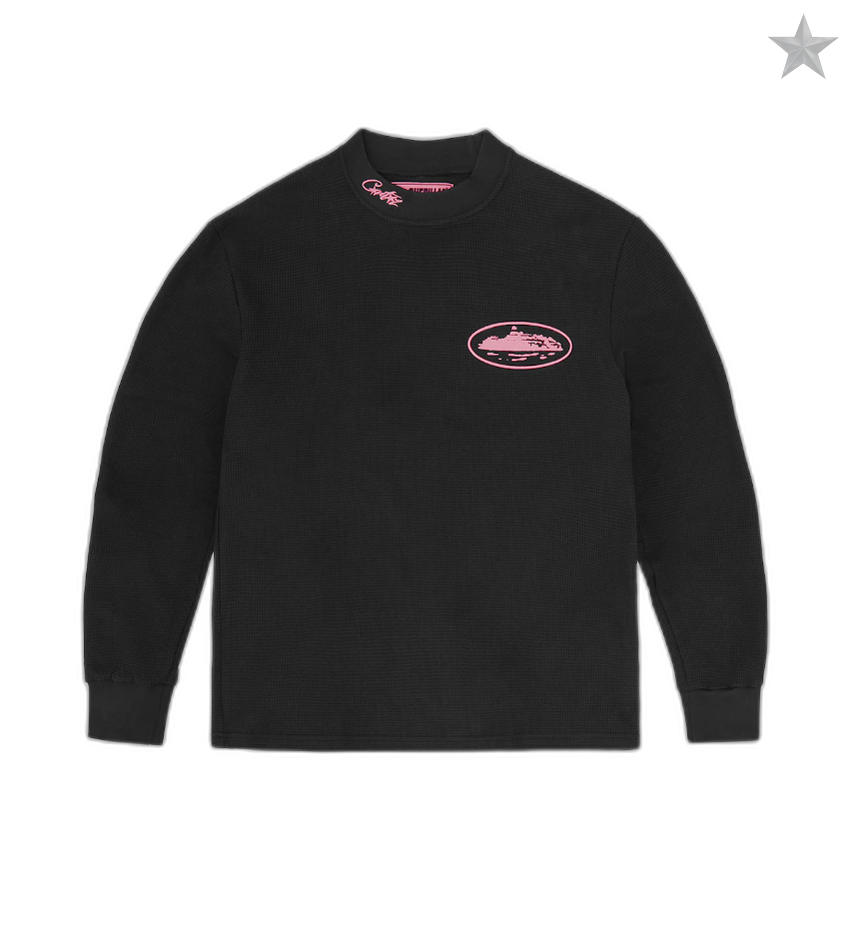 Corteiz Alcatraz Waffle Longsleeve - Black and Pink