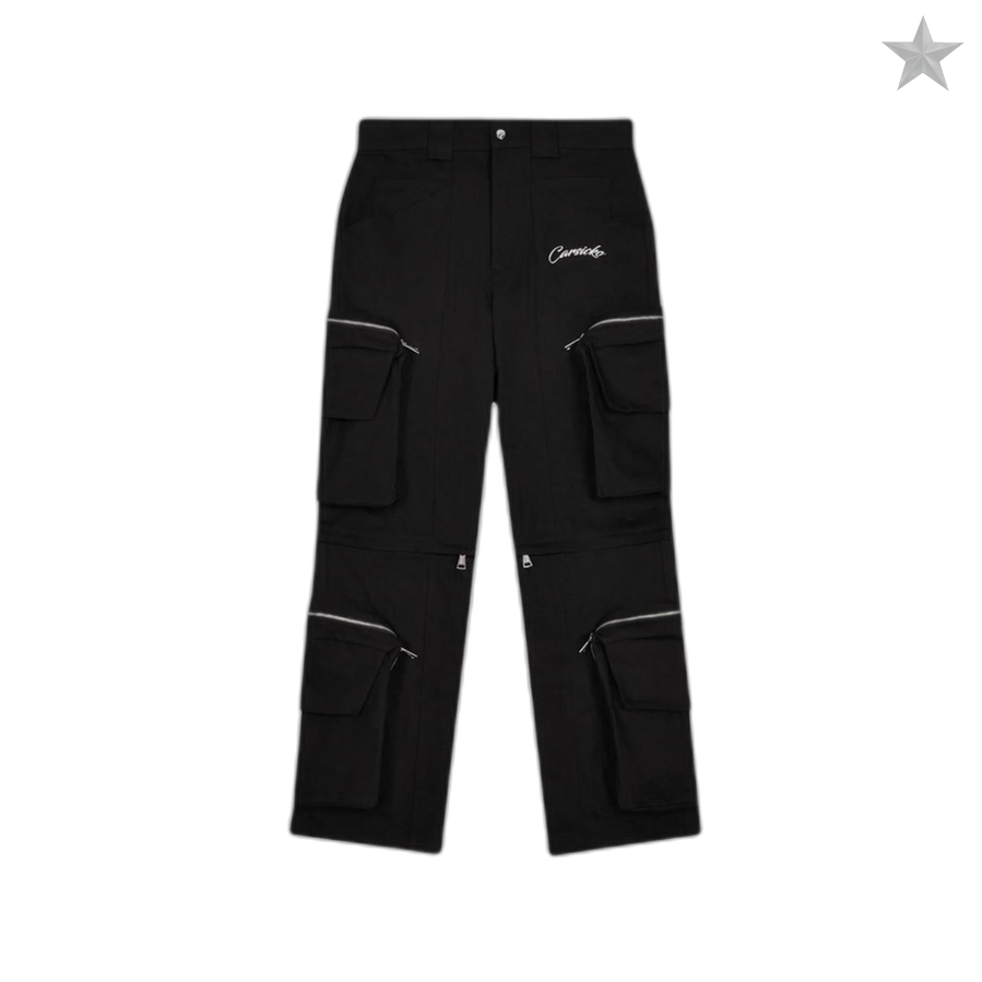 Carsicko Convertible Utility Multi Pocket Cargo Pants/Shorts Black
