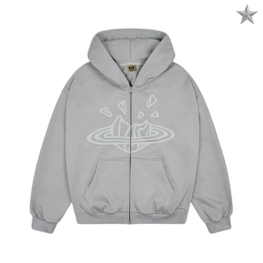 Broken Planet Zip Up Hoodie - Grey
