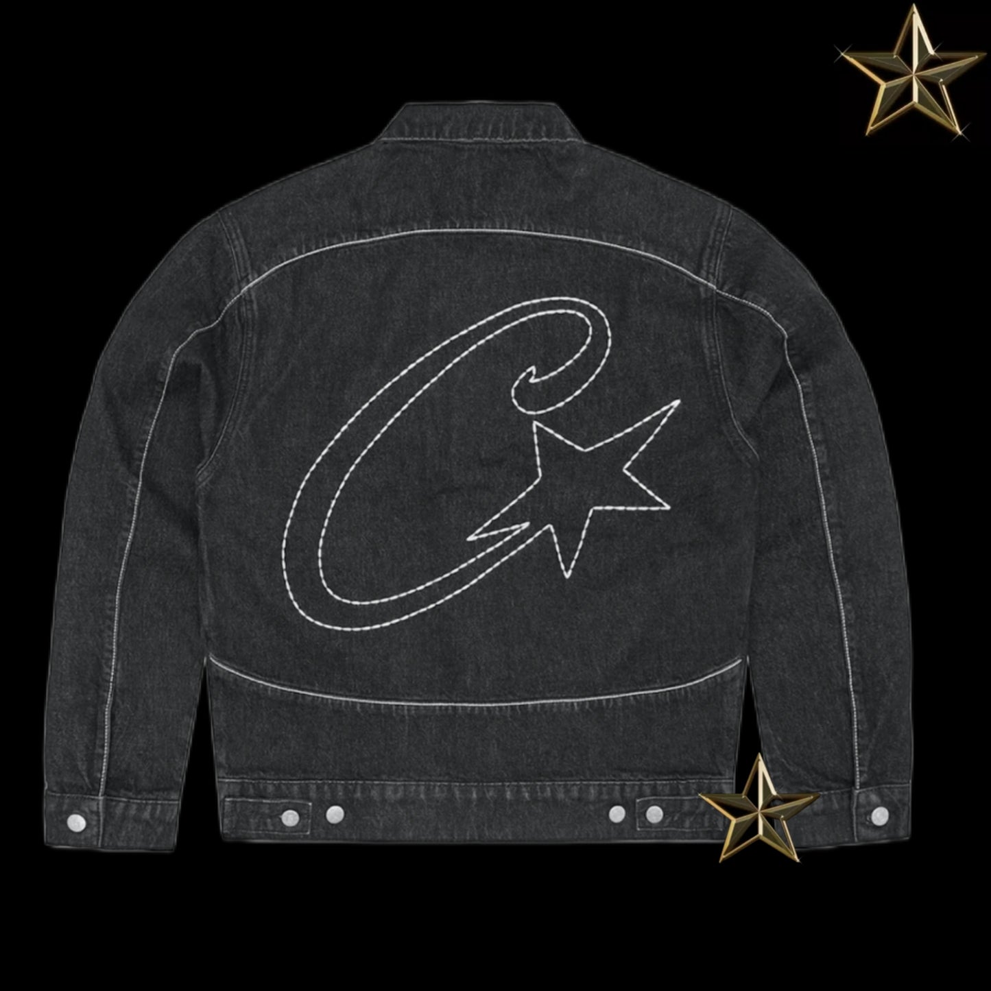 Corteiz C-Star Stitch-Down Denim Jacket - Black