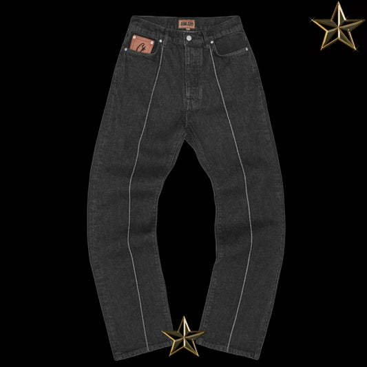 Corteiz C-Star Stitch-Down Denim Jeans - Black