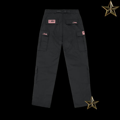 Corteiz Guerillaz Cargos -  Pink and Black