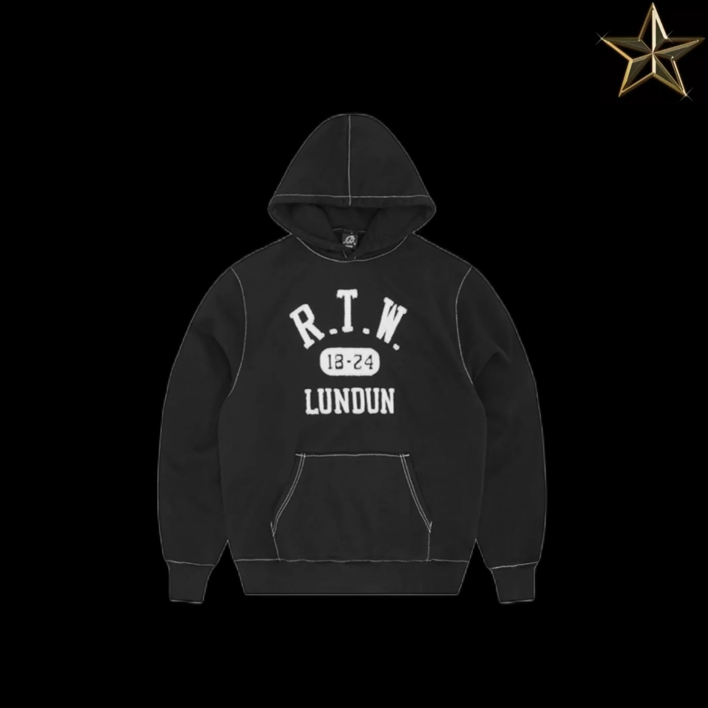 Corteiz RTW College Hoodie -  Black and White