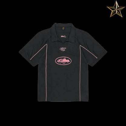 Corteiz Talismo Football Jersey - Black and Pink