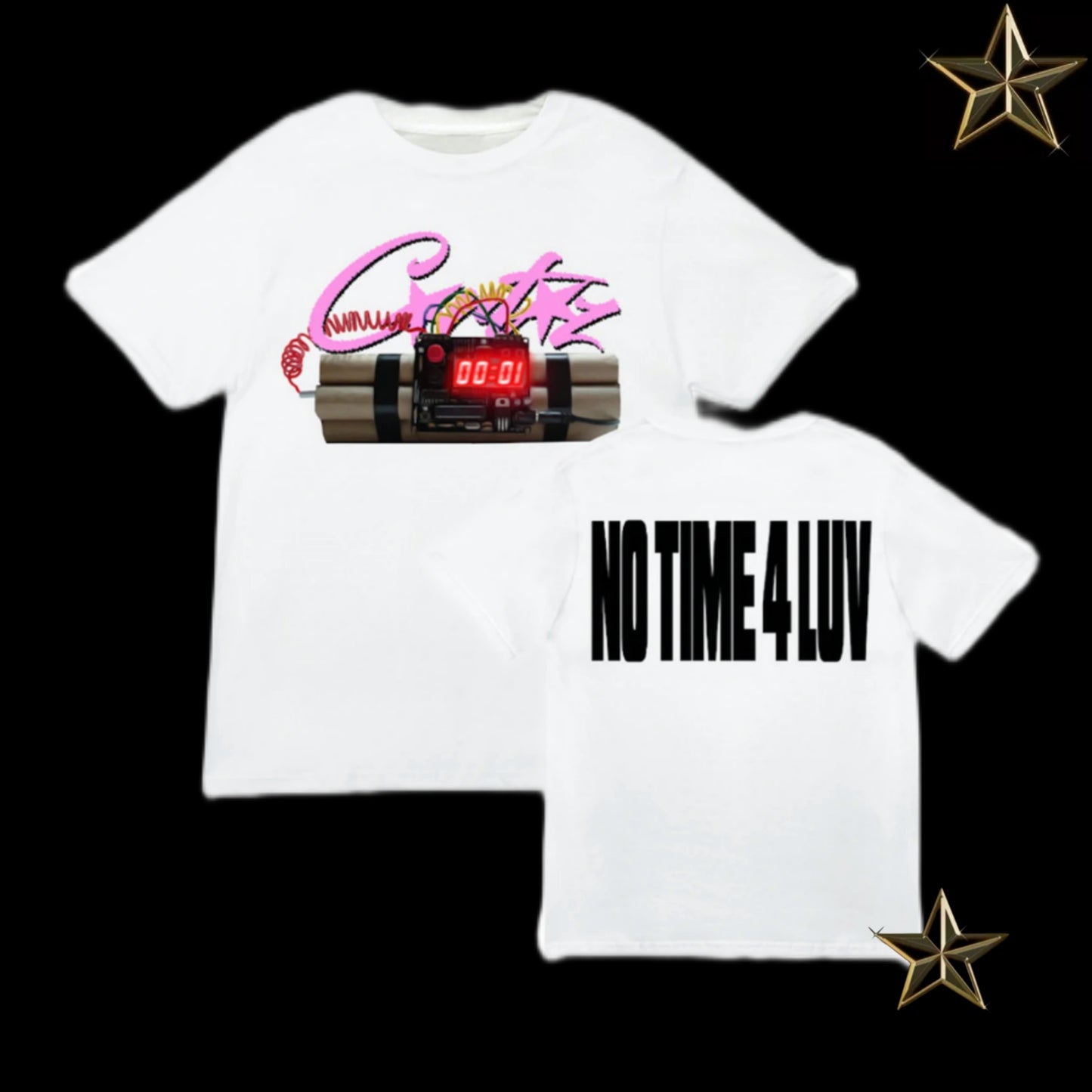 Corteiz No Time 4 Luv Tee - White and Pink