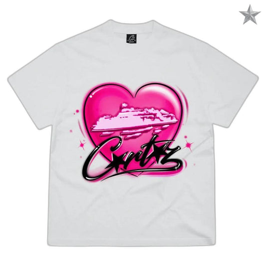 Corteiz Alcatraz Heart Tee - White and Pink