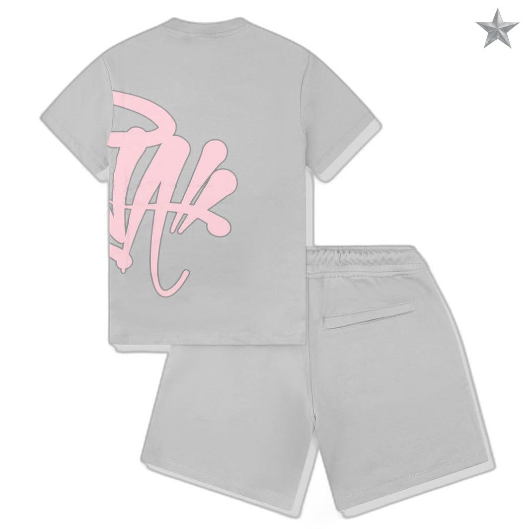Syna World T shirt and Shorts Set - Grey / Pink