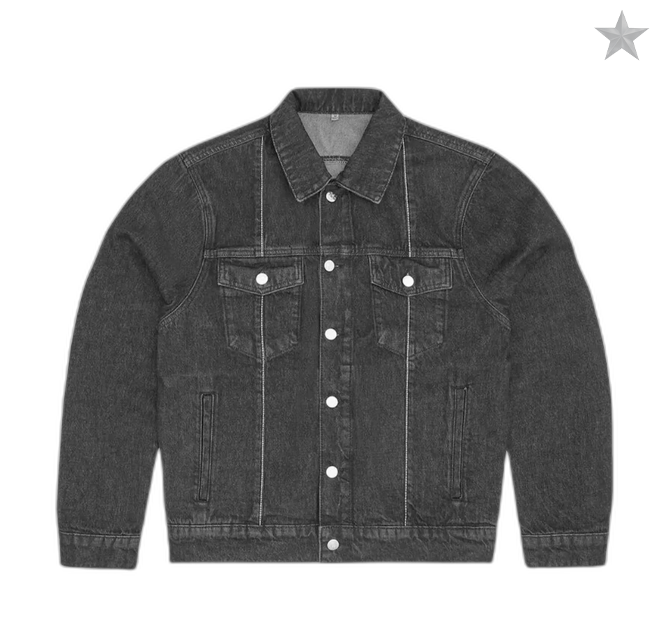Corteiz C-Star Stitch-Down Denim Jacket - Black