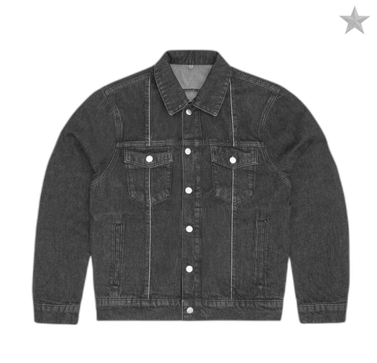 Corteiz C-Star Stitch-Down Denim Jacket - Black