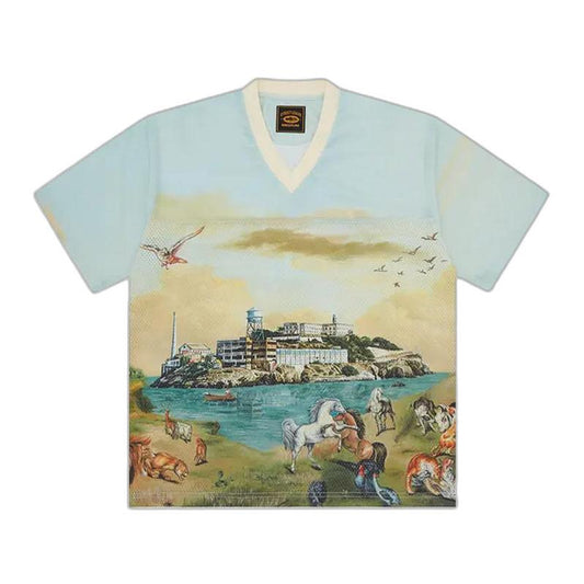 Corteiz Narnia Football Jersey - Blue & Cream