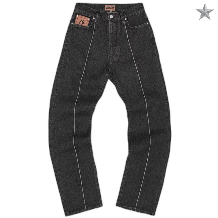 Corteiz C-Star Stitch-Down Denim Jeans - Black
