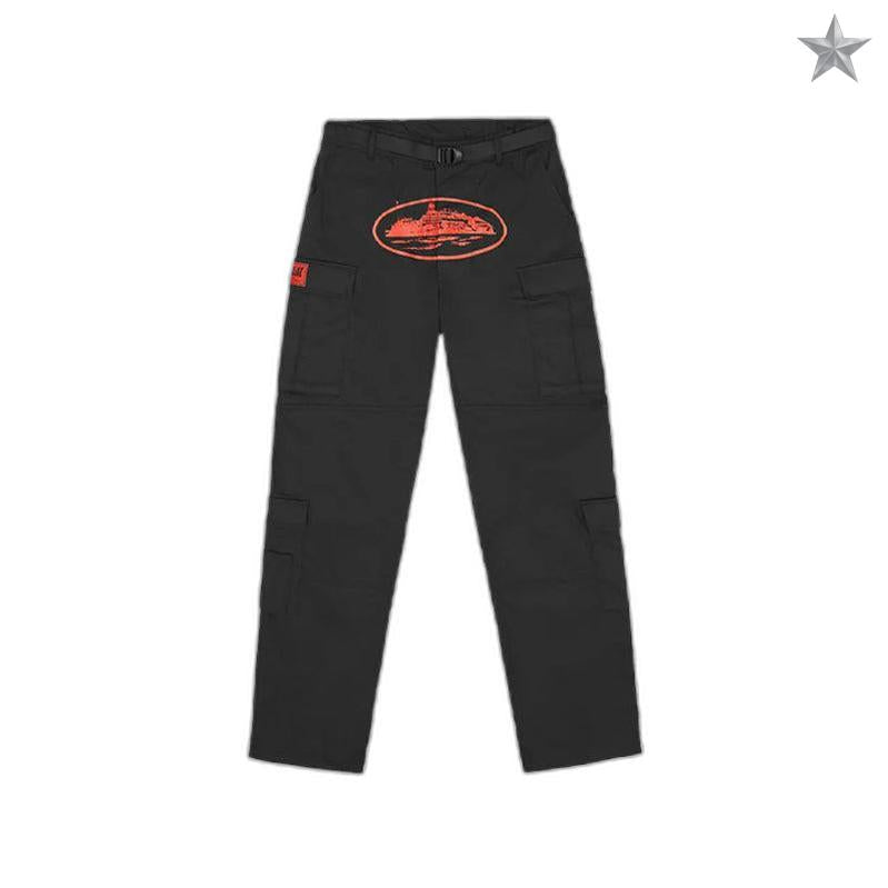 Corteiz Guerillaz Cargos -  Red and Black
