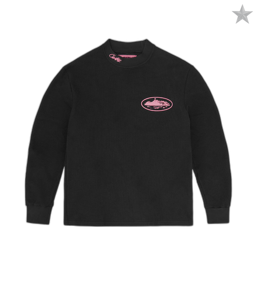 Corteiz Alcatraz Waffle Longsleeve -  Black and Pink